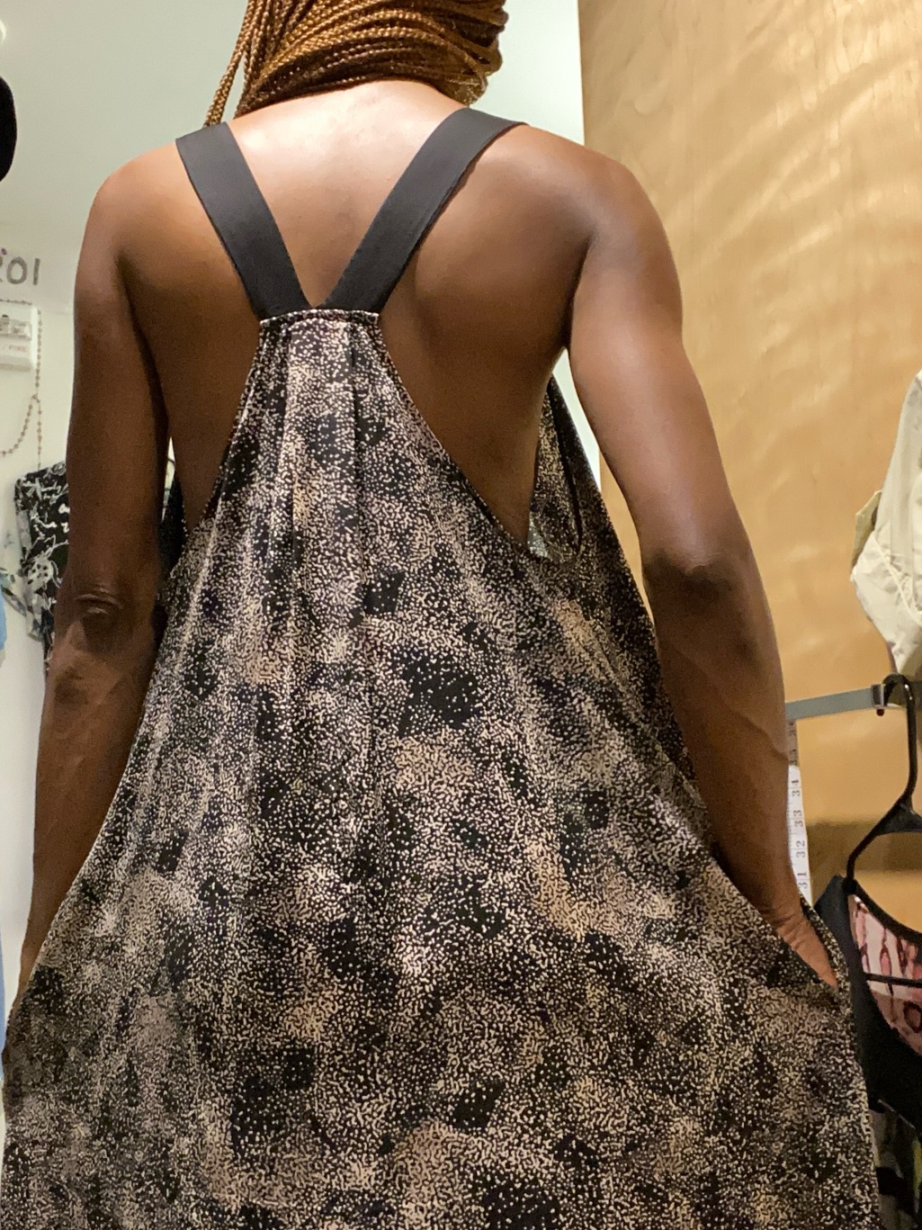 Donna Karan Black And Cream Printed Maxi Dress/ Sleepwear With Pockets